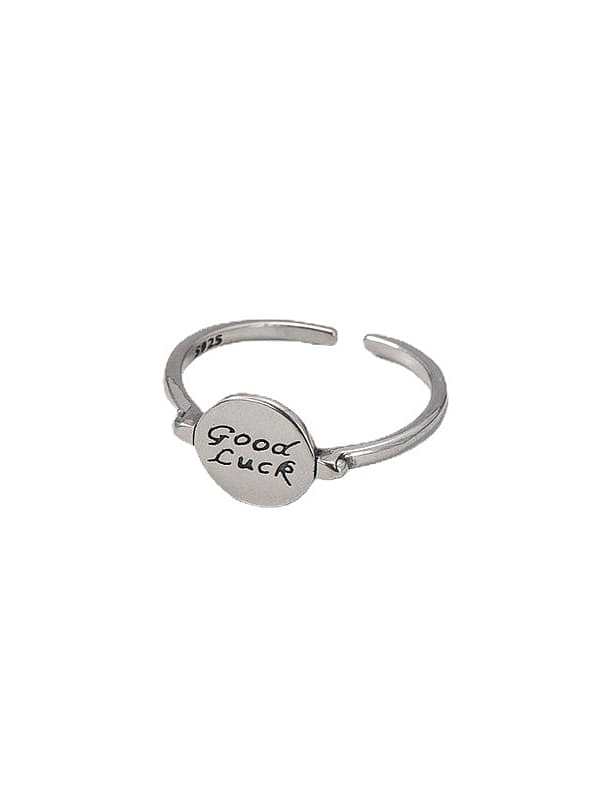 925 Sterling Silver Letter Vintage Lucky Round Band Ring