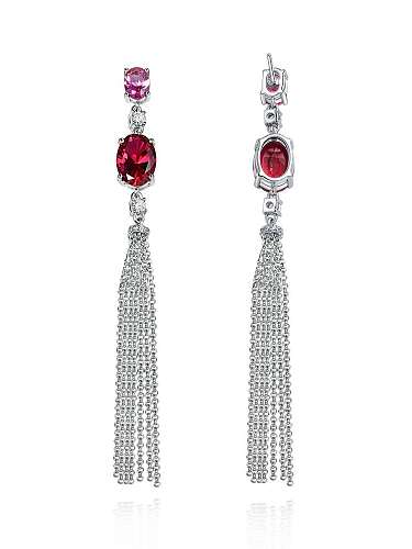 Boucles d'oreilles de luxe en argent sterling 925 avec diamants rouges à haute teneur en carbone