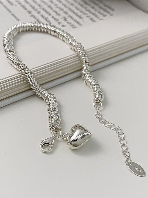 Bracelet perlé fait main en argent sterling 925 tendance coeur