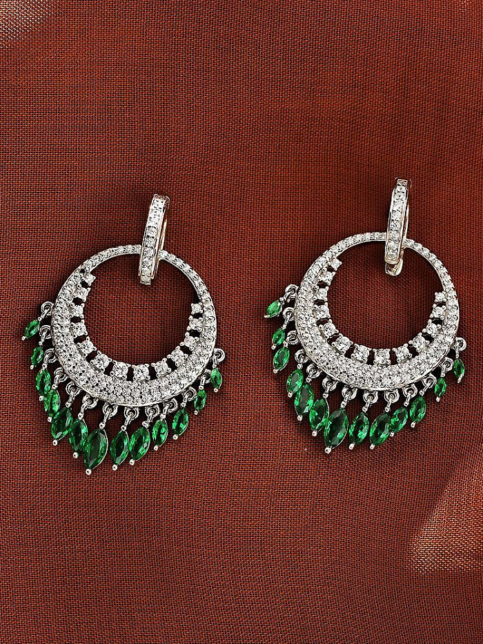 Boucles d'oreilles pendantes en argent sterling 925 à haute teneur en carbone et diamants