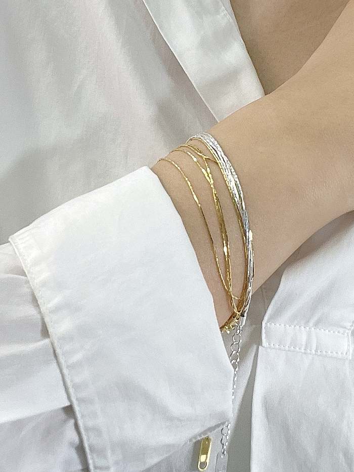 Bracelet chaîne multicouche minimaliste en argent sterling 925