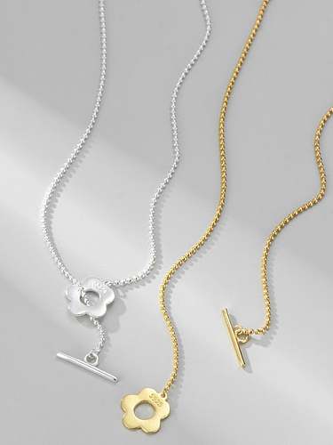 925 Sterling Silver Flower Minimalist Bead Chain Necklace