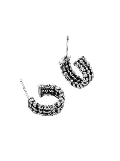 925 Sterling Silver Geometric Vintage Stud Earring