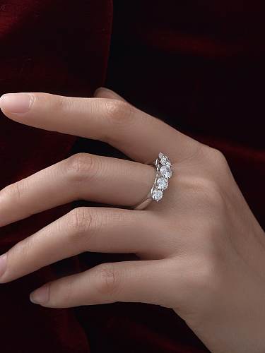 925 الفضة الاسترليني خاتم الماس عالية الكربون زهرة لذيذ