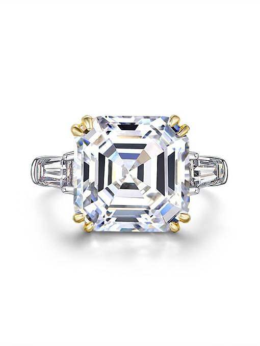 Anel delicado geométrico de prata esterlina 925 alto carbono diamante rosa