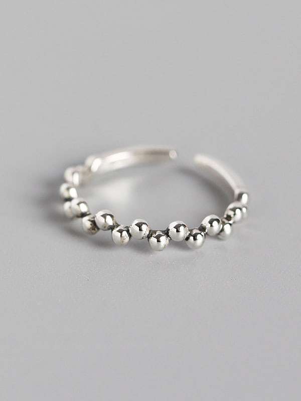 Geometrischer minimalistischer Perlenring aus 925er Sterlingsilber