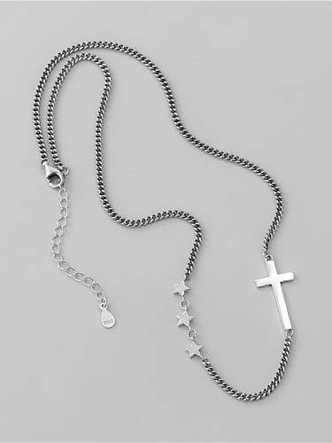 925 Sterling Silber Kreuz Vintage Hohlkette Halskette
