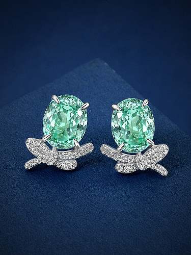 Brinco de luxo geométrico prata 925 alto carbono diamante verde diamante