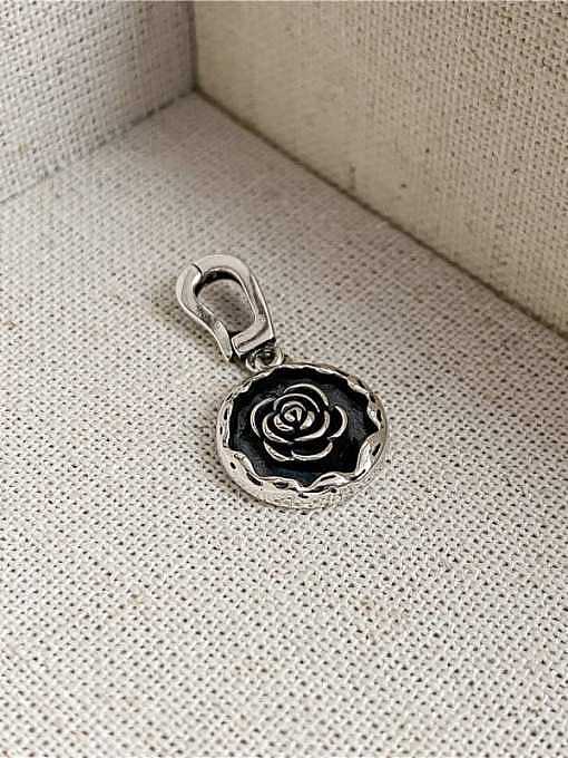 925 Sterling Silver Enamel Flower Vintage Pendant