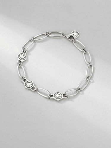 925 Sterling Silver Smiley Vintage Link Bracelet