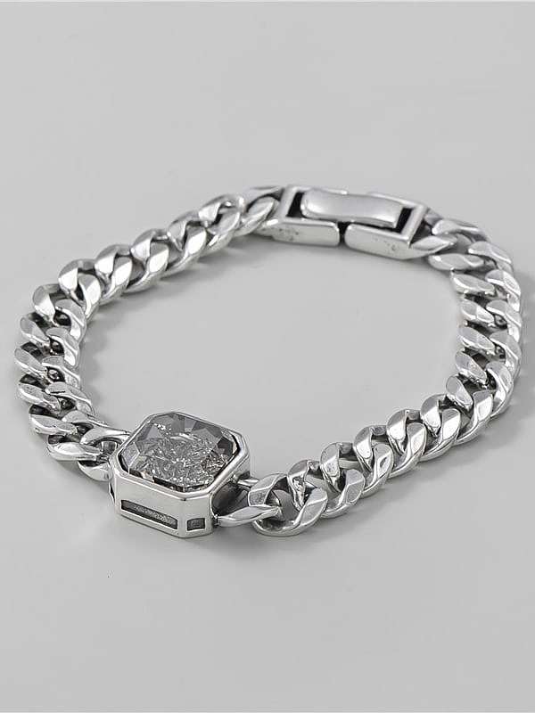 Geometrisches Vintage Hohlkettenarmband aus 925er Sterlingsilber