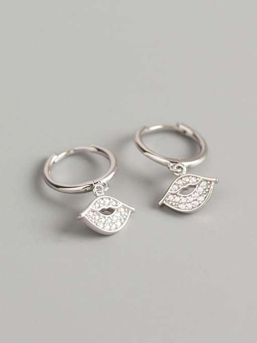 925 Sterling Silver Rhinestone White Mouth Trend Huggie Earring