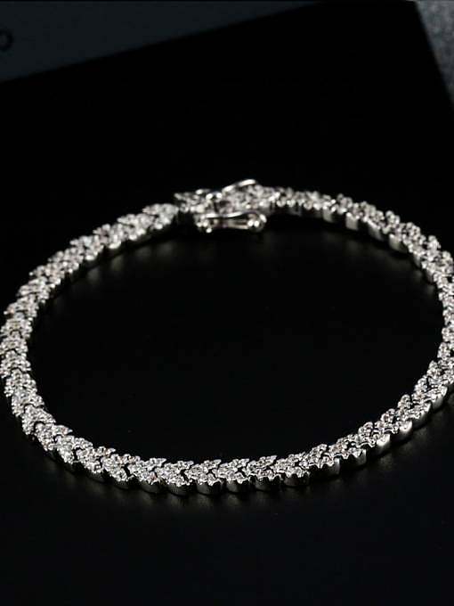 Pulseira delicada de prata esterlina 925 alto carbono diamante diamante