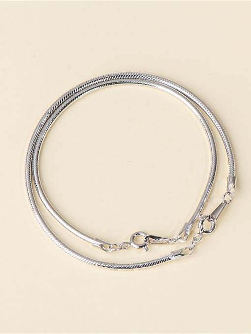 Pulsera de eslabones de cadena de hueso de serpiente minimalista irregular de plata de ley 925