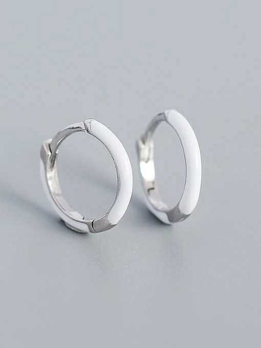 925 Sterling Silver Enamel Geometric Minimalist Huggie Earring