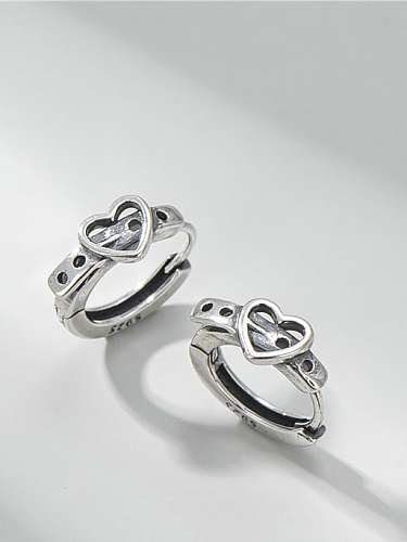925 Sterling Silver Heart Vintage Huggie Earring