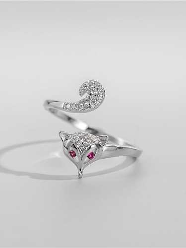 Bague mignonne en argent sterling 925 avec zircon cubique et renard