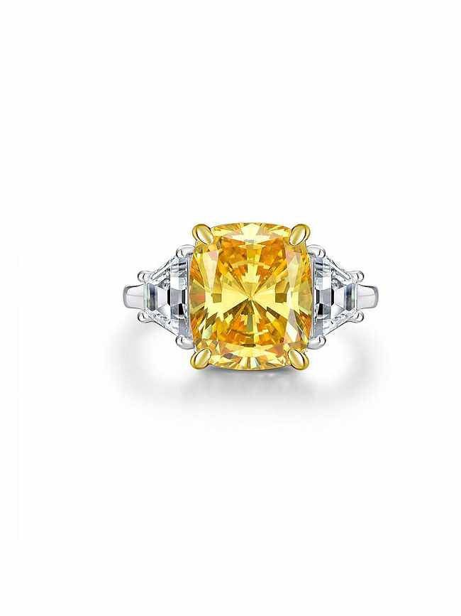 Anel de luxo geométrico diamante prata esterlina 925 alto carbono
