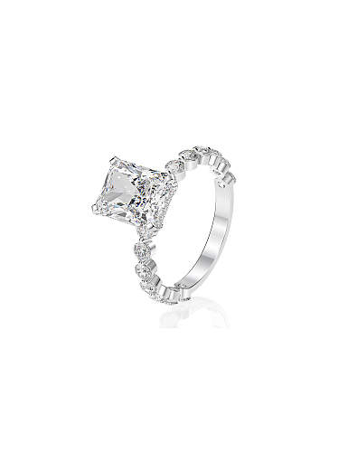 Anel empilhável delicado em prata esterlina 925 alto carbono diamante diamante