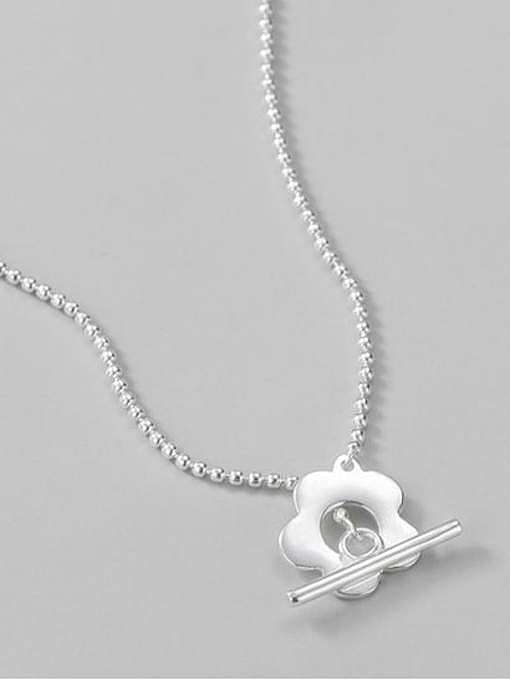 925 Sterling Silber Blume minimalistische Perlenkette Halskette