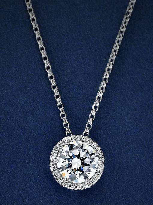 Collar de lujo geométrico blanco con diamante de alto carbono de plata de ley 925