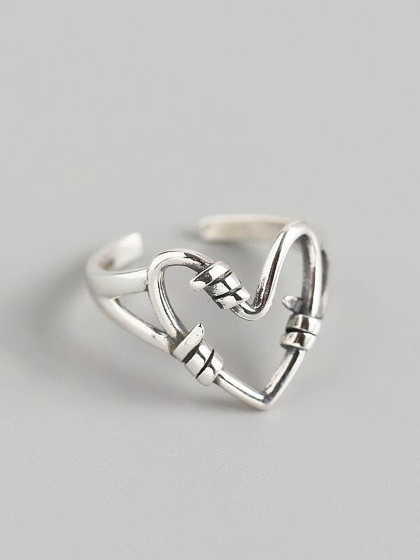 925 Sterling Silver Heart Trend Band Ring
