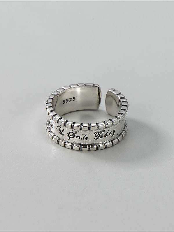 925 Sterling Silver Geometric Vintage Double Bead Band Ring