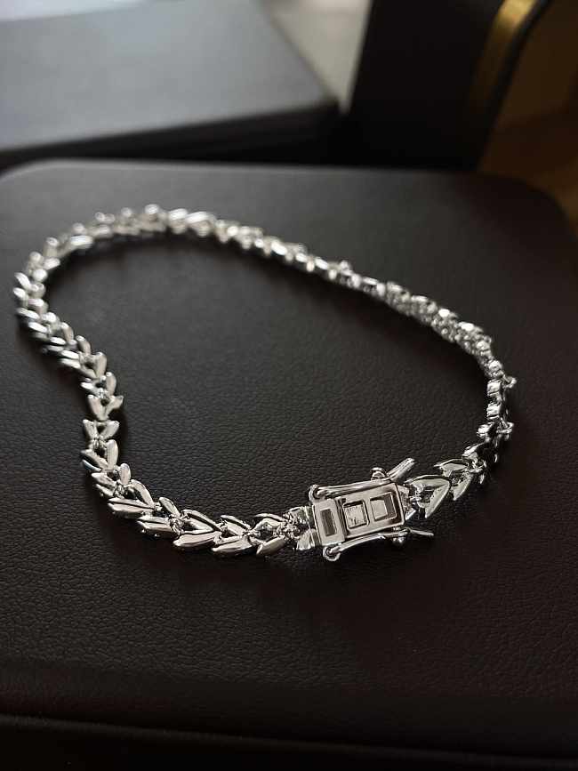 925 Sterling Silver High Carbon Diamond Wheatear Dainty Bracelet