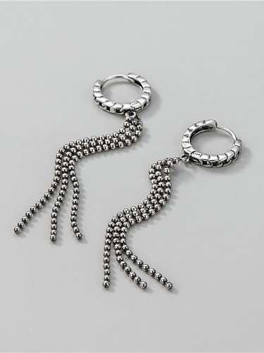 925 Sterling Silver Bead Tassel Vintage Threader Earring