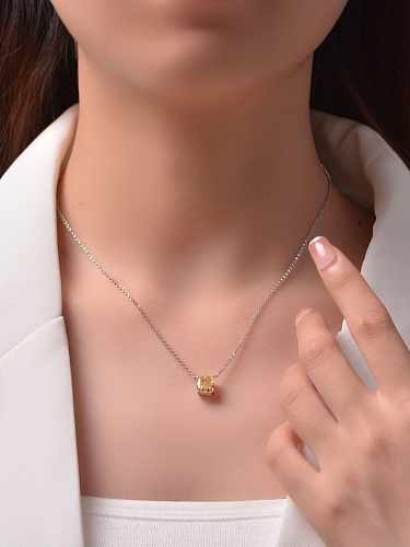 Geometrische minimalistische Halskette aus 925er Sterlingsilber mit Karbondiamanten