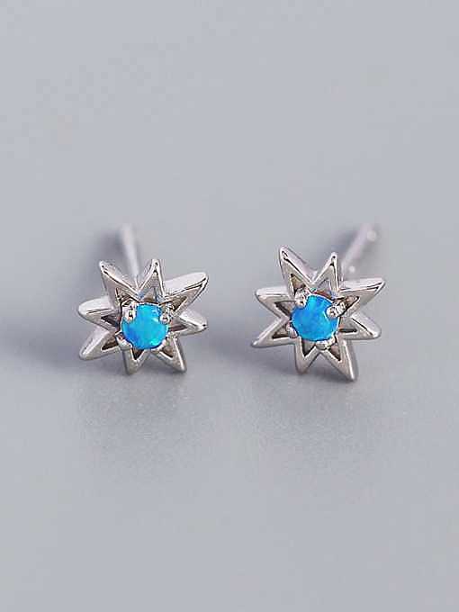 Boucle d'oreille Huggie minimaliste en argent sterling 925 avec opale et étoile