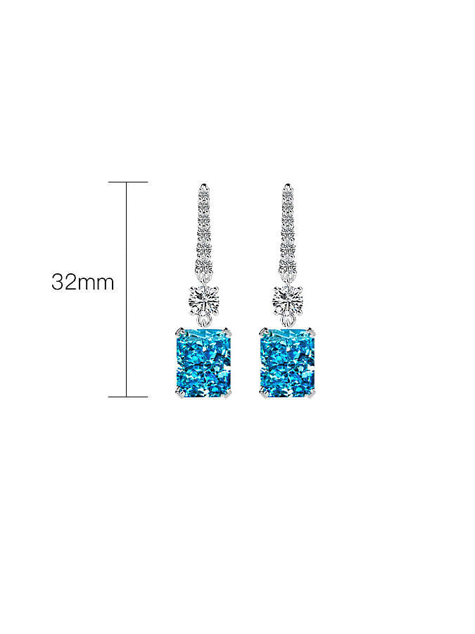 925 Sterling Silver High Carbon Diamond Geometric Luxury Hook Earring