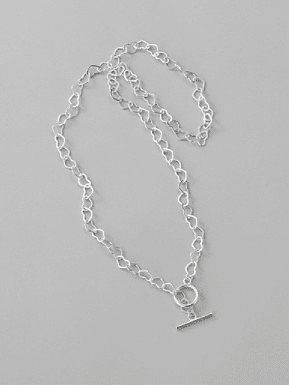 925 Sterling Silver Hollow Heart Chain Minimalist Necklace