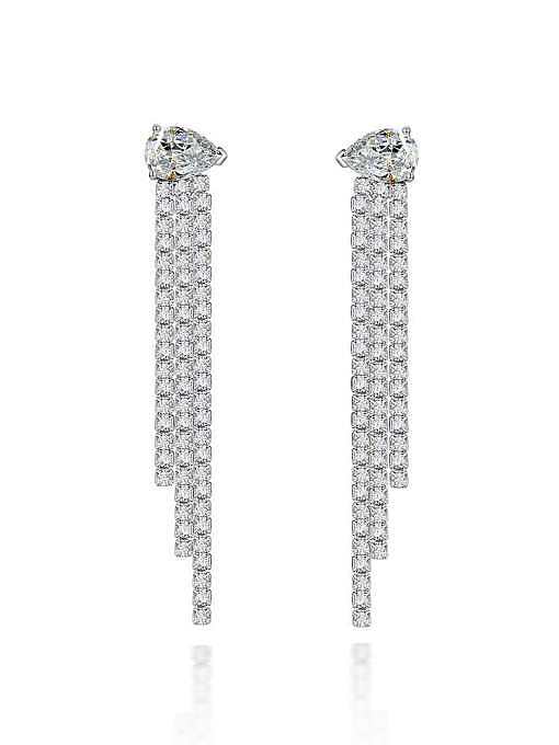 925 Sterling Silver High Carbon Diamond Tassel Luxury Earring