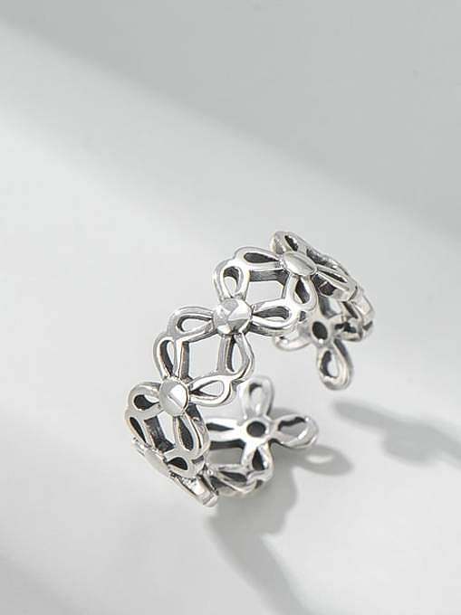 925 Sterling Silver Hollow Clover Vintage Band Ring