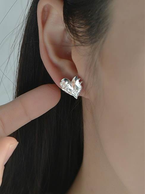 925 Sterling Silver Heart Minimalist Stud Earring