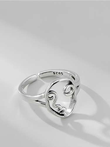 925 Sterling Silver Minimalist Hollow Facebook Band Ring