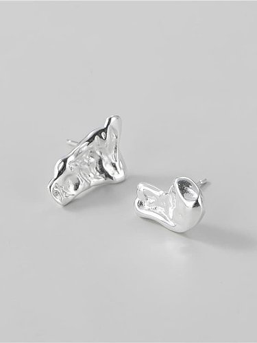 925 Sterling Silver Irregular Vintage Stud Earring