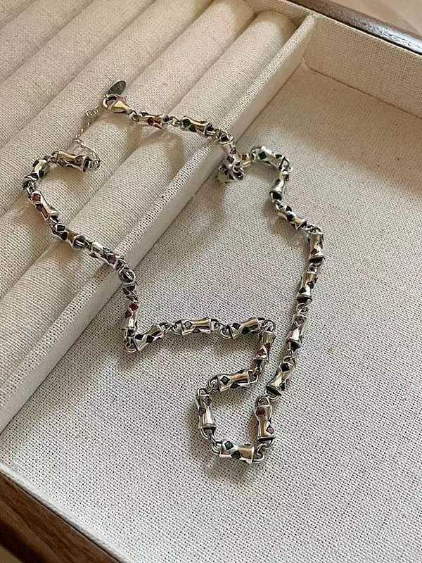 Geometrische Vintage-Halskette aus 925er Sterlingsilber mit Zirkonia