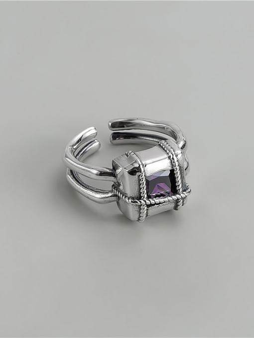 925 Sterling Silver Cubic Zirconia Irregular Vintage Band Ring