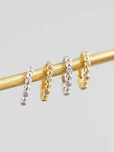 925 Sterling Silver Rhinestone White Geometric Minimalist Huggie Earring