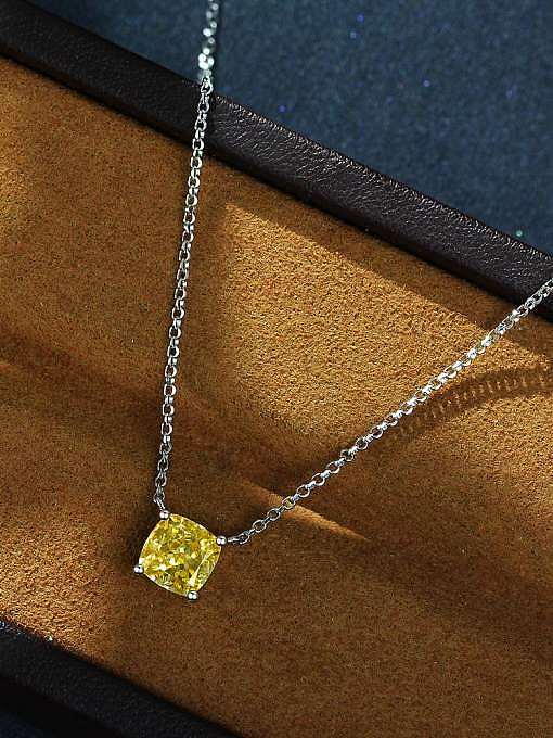 Collier minimaliste géométrique en argent sterling 925 avec diamants à haute teneur en carbone