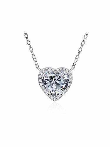 Collier de luxe en forme de coeur en diamant à haute teneur en carbone en argent sterling 925