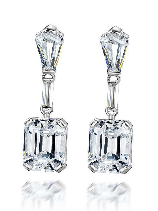 Boucles d'oreilles en argent sterling 925 à haute teneur en carbone avec diamants géométriques clairs