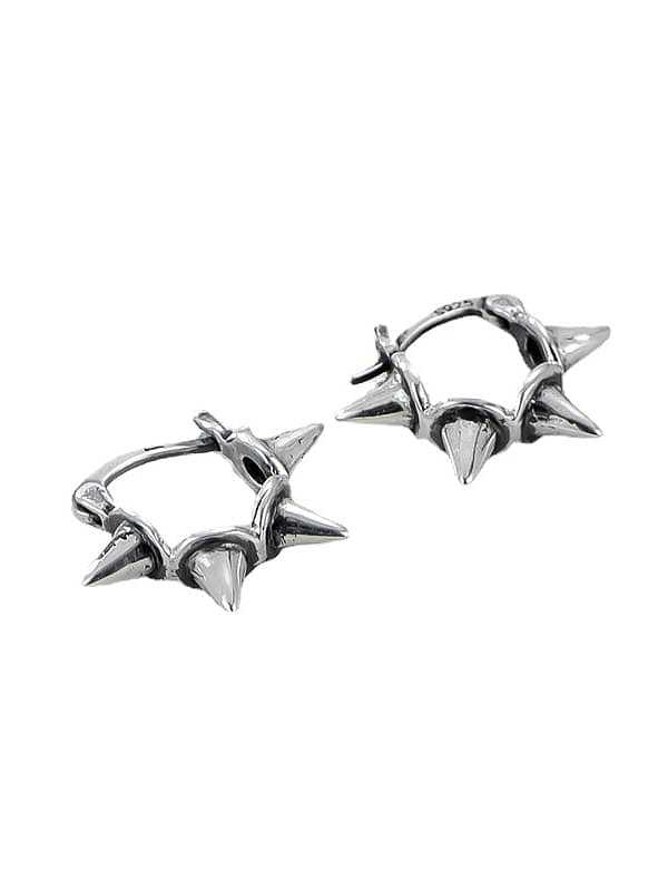 925 Sterling Silver Irregular Vintage Huggie Earring