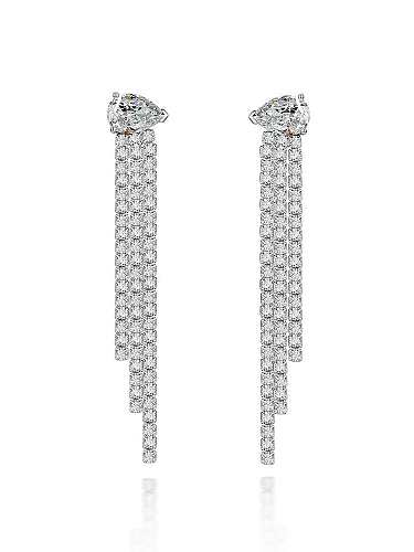 925 Sterling Silver High Carbon Diamond Tassel Luxury Earring