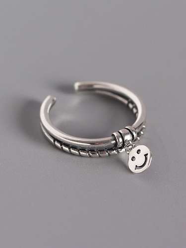 925 Sterling Silver Face Trend Band Ring