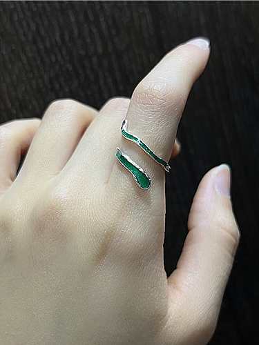 925 Sterling Silver Enamel Snake Minimalist Band Ring