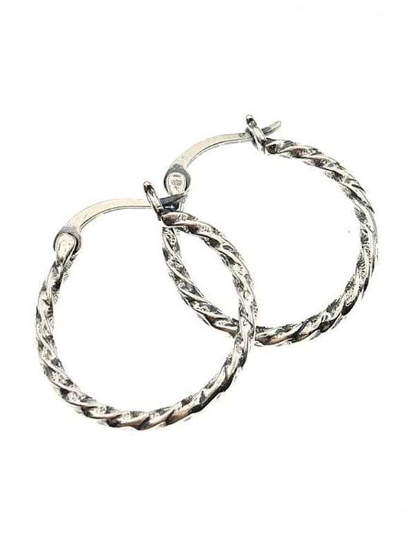 925 Sterling Silver Round Vintage Hoop Earring