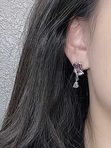 925 Sterling Silver Cubic Zirconia Water Drop Vintage Drop Earring